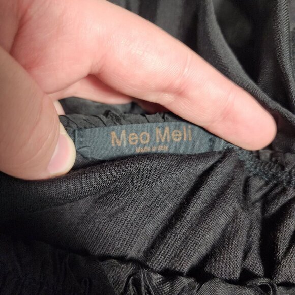 Meo Meli Peasant Top Silk Blend Womens Small Black Italy Flowy - Picture 7 of 10